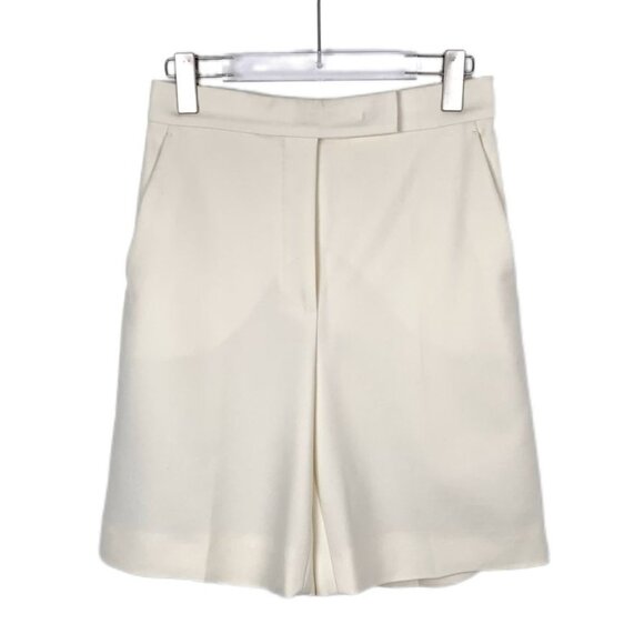 Maxmara Beige Wool Blend Pleated Shorts Womens Size 40 M Made In Italy Smart Cas - Picture 1 of 6